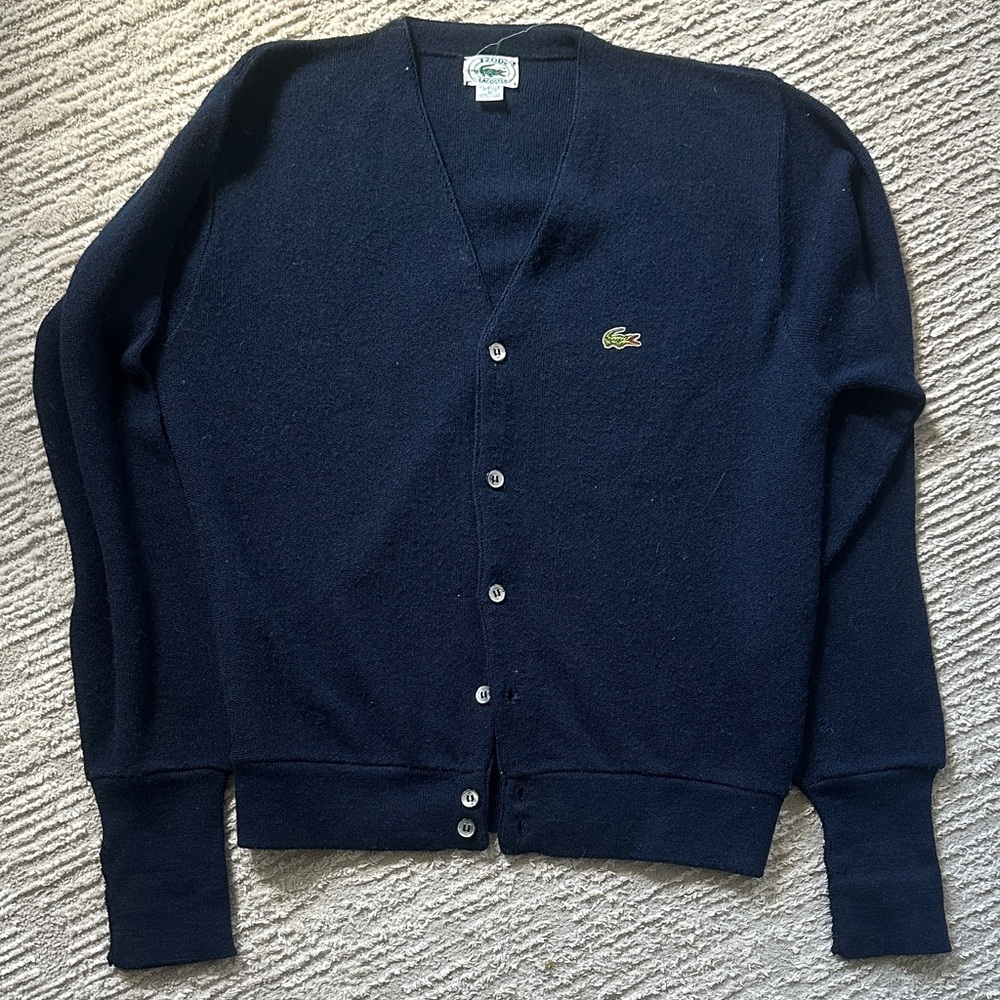 Vintage Lacoste Izod Dark Blue Button-Up Sweater